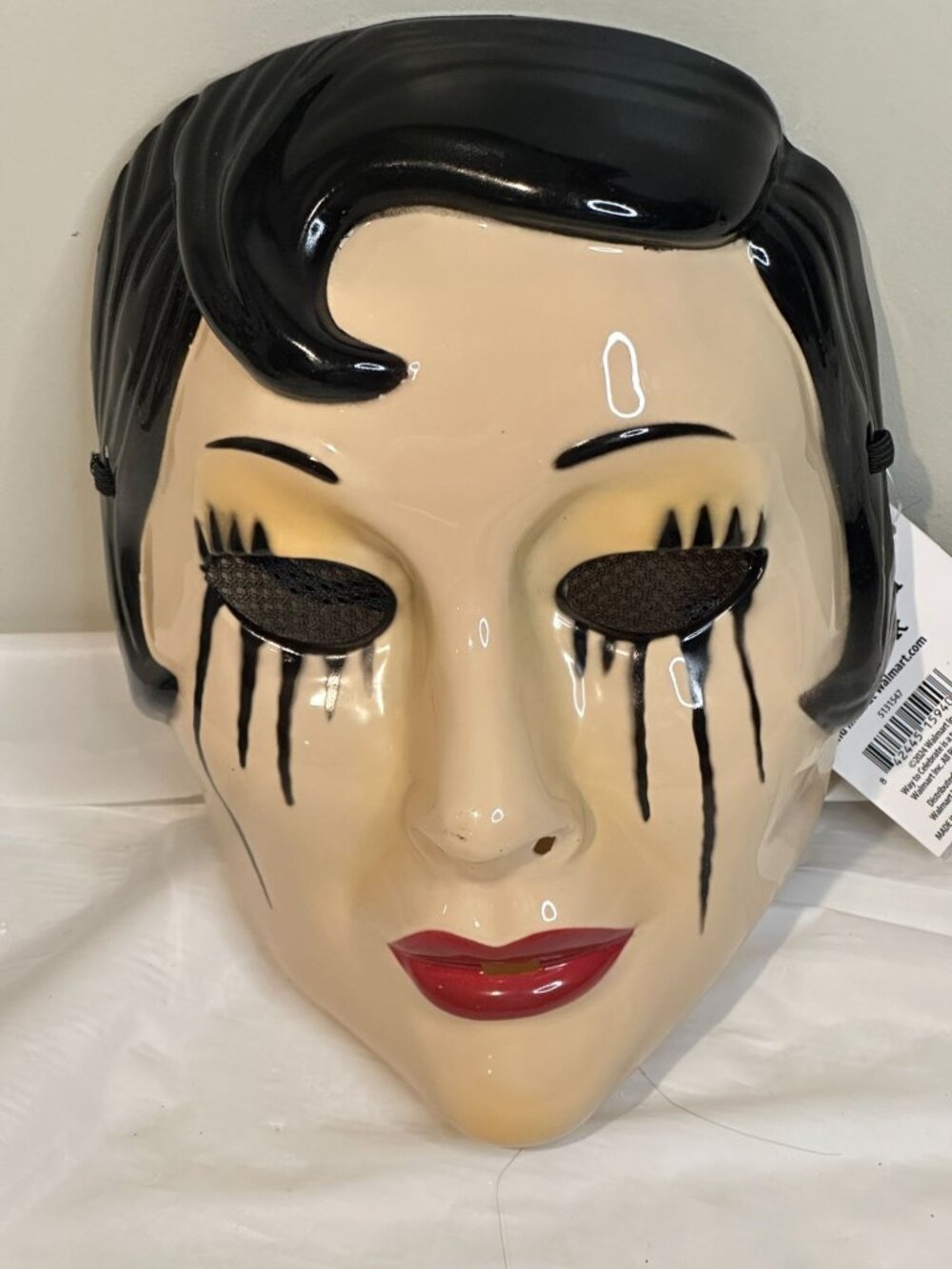 Halloween Smudged Emo Girl Injection Mask Elastic Band Mesh Eye Covers adult NEW